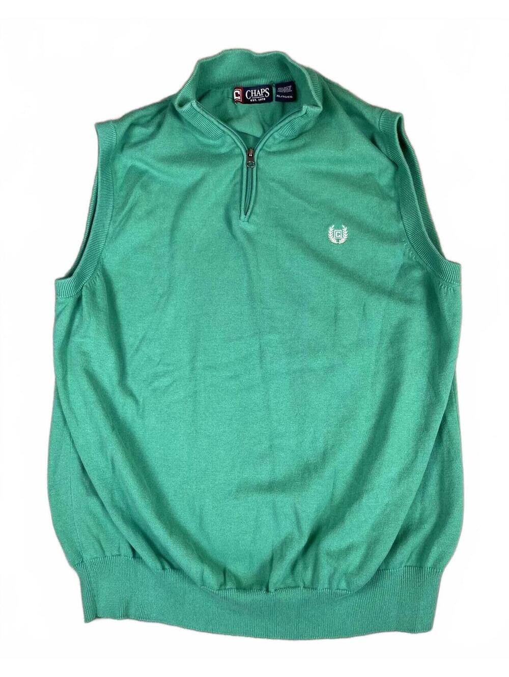 Chaps Men's Sleeveless Cotton Pullover Sweater Vest XL Green